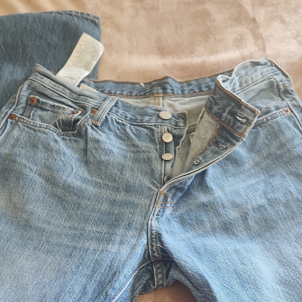 Levi's Light Blue Straight Leg Jeans 501 Size 29 - Picture 4 of 5